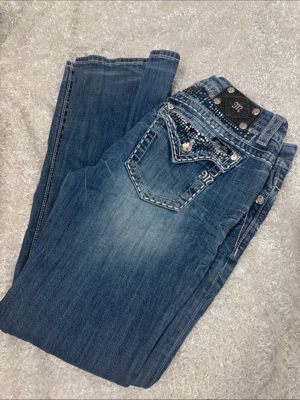 Miss Me bedazzled boot cut mid rise jeans 30